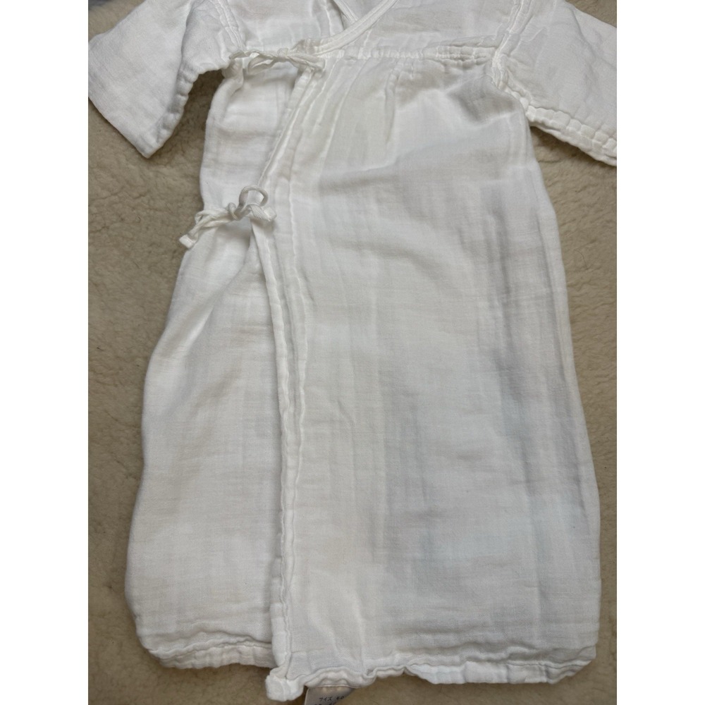 Makie Baby White Cotton Gauze Kimono Wrap Gown Japanese Minimalist Quiet Luxury - Picture 3 of 7